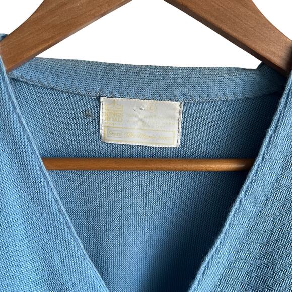 Vintage 50’s-60’s Sears Baby Blue Wool Cardigan Sweater Size Large 21x28 - Picture 3 of 9